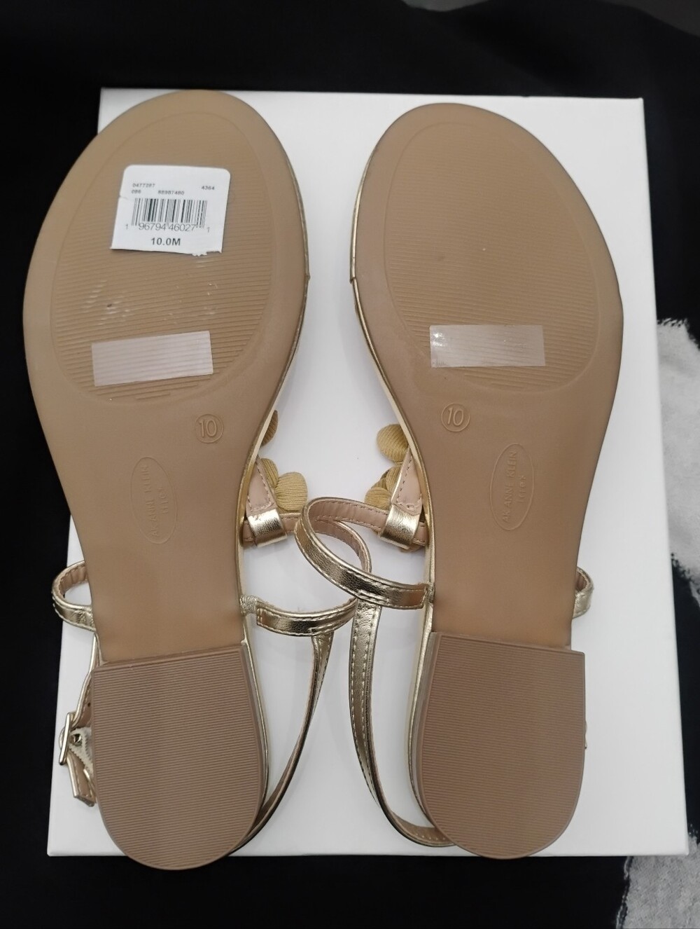 Anne Klein Flavia Iflex Metallic Gold Floral Embellished Thong Sandals Sz 10 NEW - Picture 10 of 16